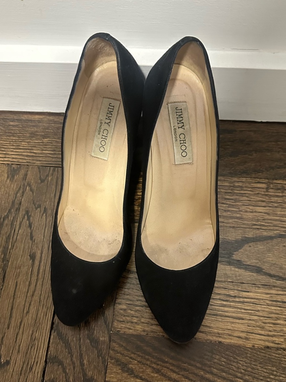 Jimmy Choo Black Suede Pointed-Toe Wedges Size 9
